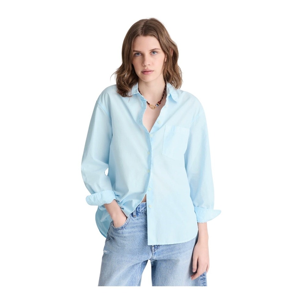 Madewell The Easy Shirt Frosted Sky Blue‎ Poplin Knit S